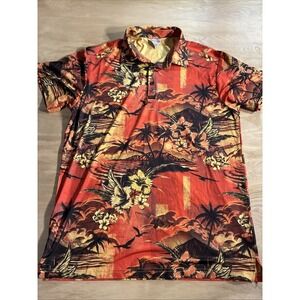 Retro Rifle Mens Large "Shadow Hawaiian" Performance Golf Polo
